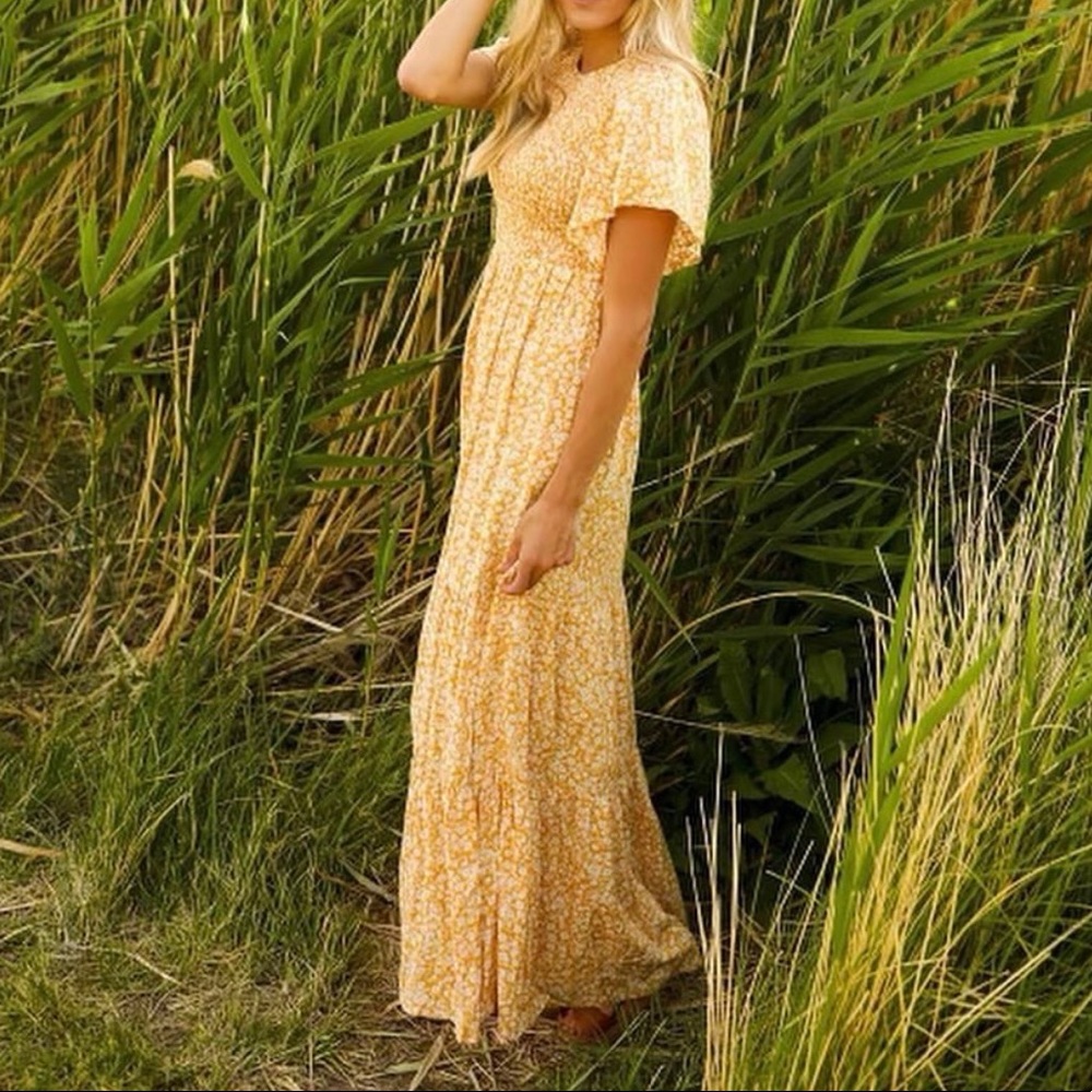 Yellow floral maxi dress